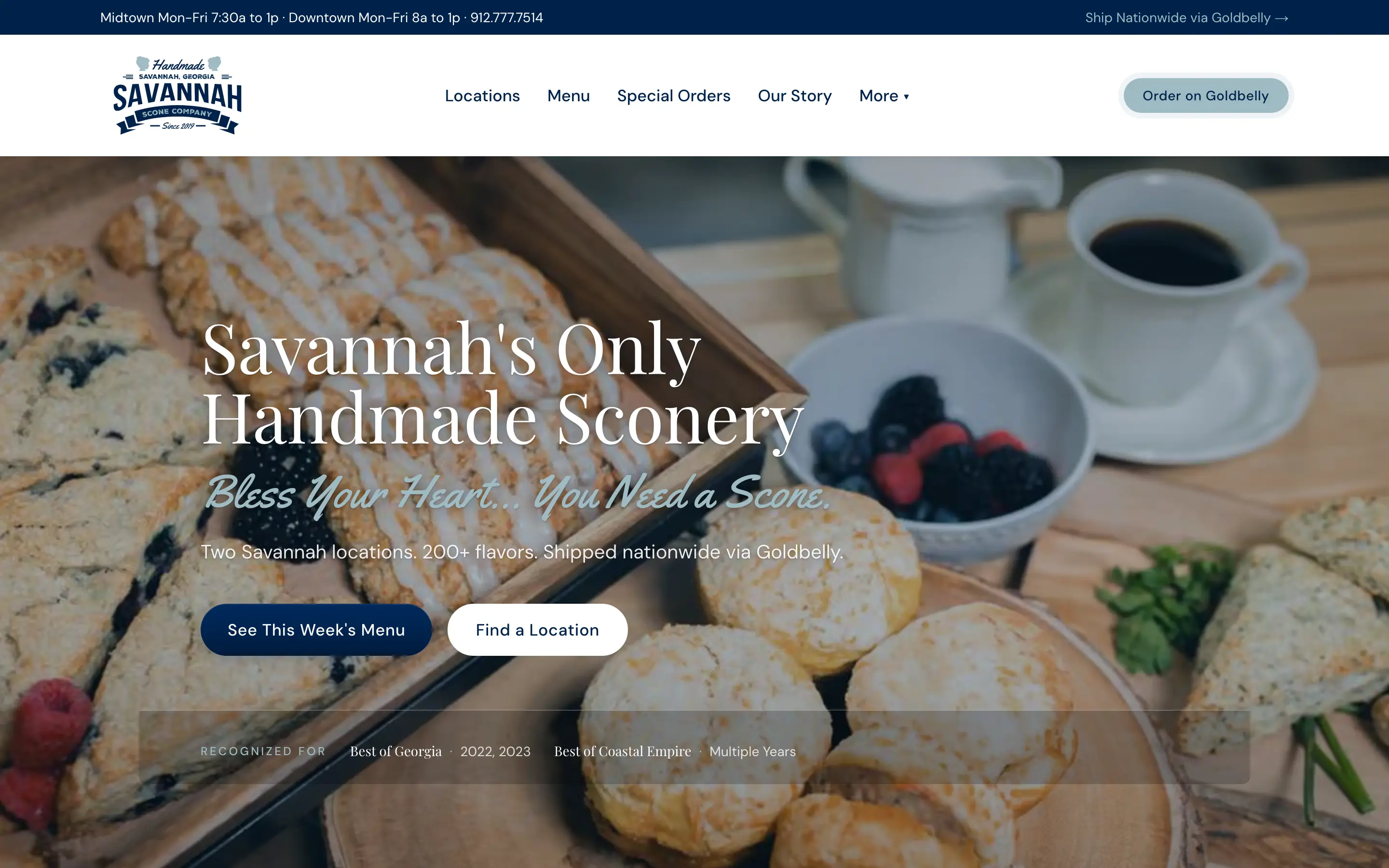 Savannah Scone Company homepage